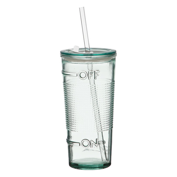 Drinking Glass To Go with Lid & Straw