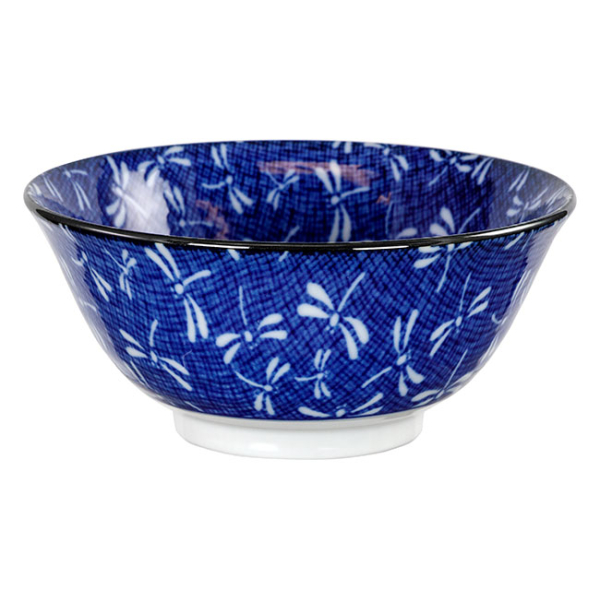 Bowl Blue with White Dragonfly