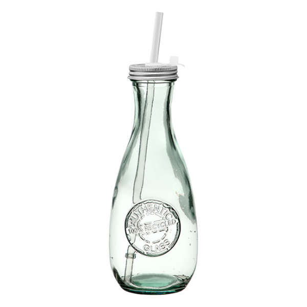 Bottle “Authentic” with Lid and Straw