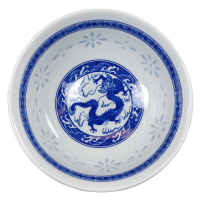 Bowl White with Blue Dragon