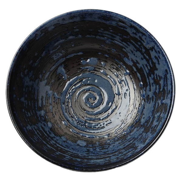 Bowl Blue & Black Swirl