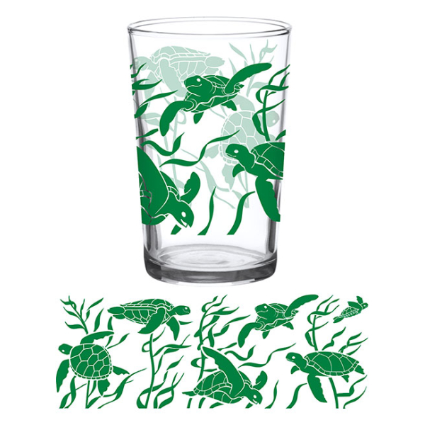 Juice Glass Vintage Sea Turtles 7 oz