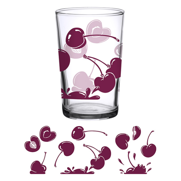 Juice Glass Vintage Cherries 7 oz
