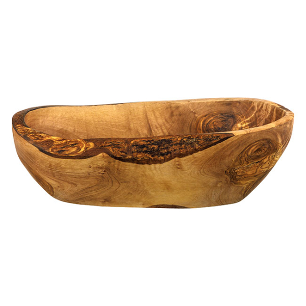 Bowl Rustic Oval Olive Wood 10″x3.5″