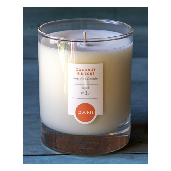 Candle Coconut Hibiscus 7.5 oz Glass Dani Naturals