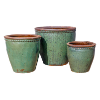 Rustic Rim Green Stoneware Pot