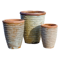 Rustic Wave Cream Stoneware Pot