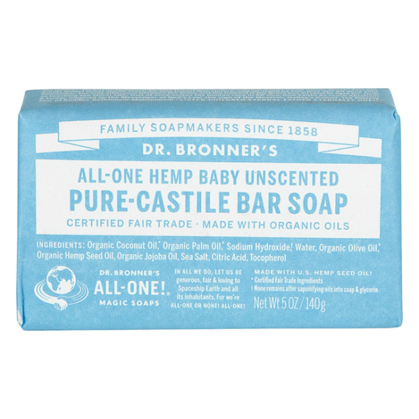 Dr. Bronners Unscented Castile Bar Soap