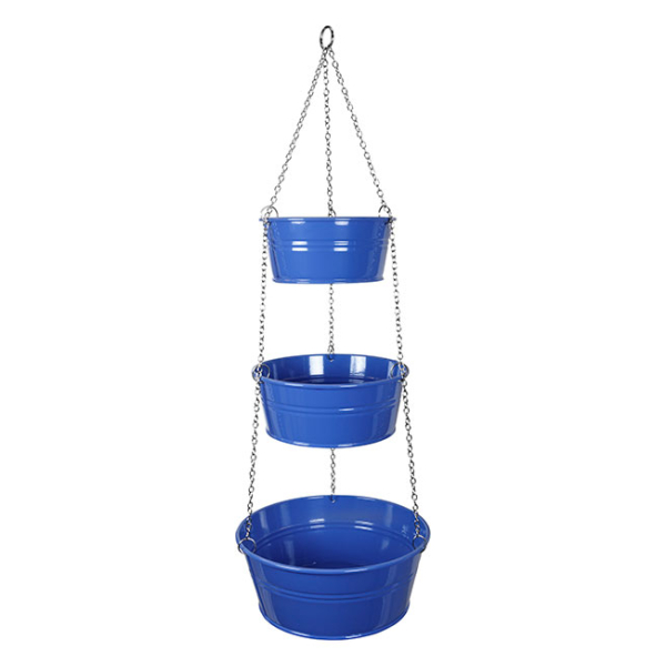 Hanging Bucket Planter 3-Tier Blue