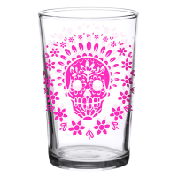 Juice Glass Vintage Pink Sugar Skull 7 oz