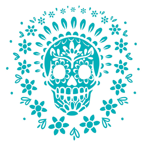 Juice Glass Vintage Turquoise Sugar Skull 7 oz - Image 2