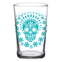 Juice Glass Vintage Turquoise Sugar Skull 7 oz