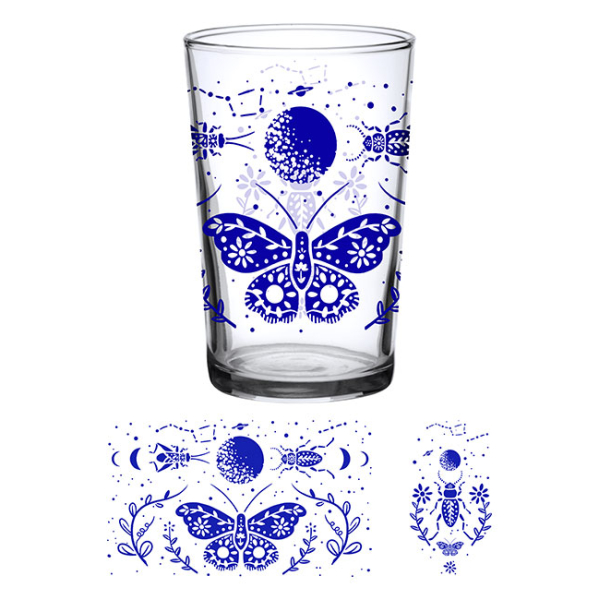 Juice Glass Vintage Moon Moth 7 oz - Image 3