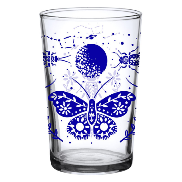 Juice Glass Vintage Moon Moth 7 oz