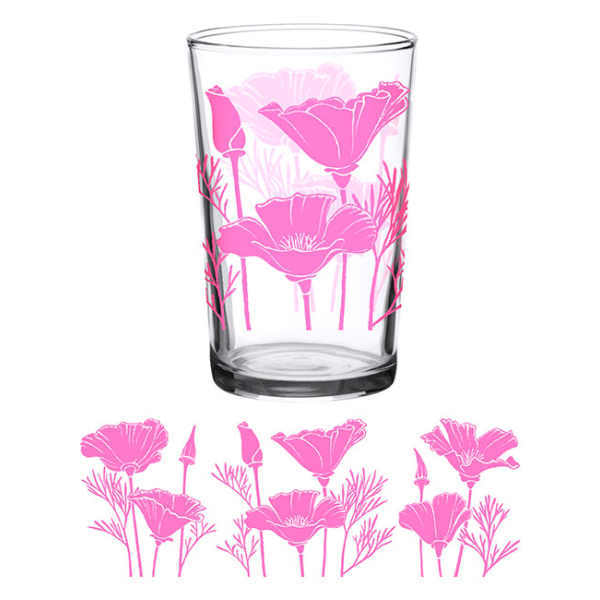 Vintage Juice Glass Pink Poppy 7 oz - Image 2