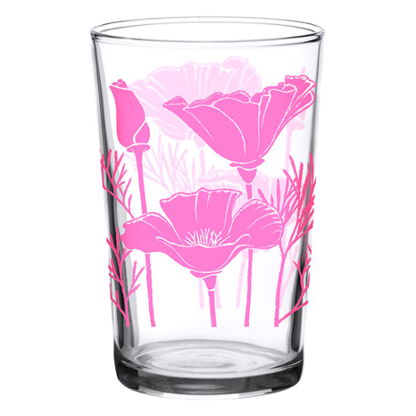 Vintage Juice Glass Pink Poppy 7 oz