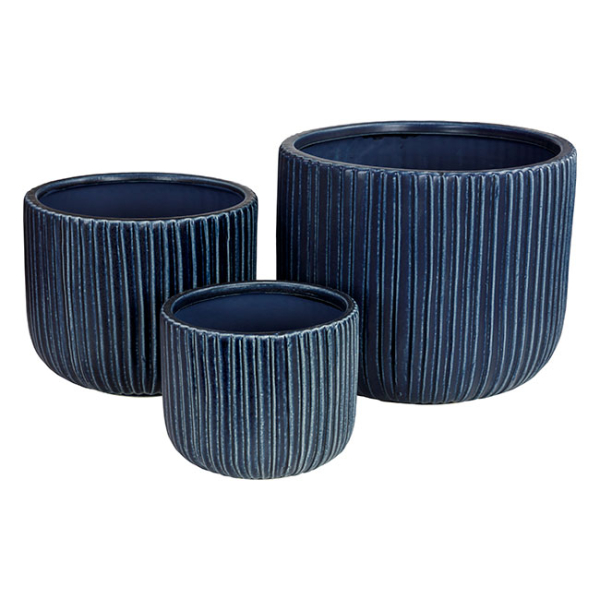 Indoor Pot Grooved Navy