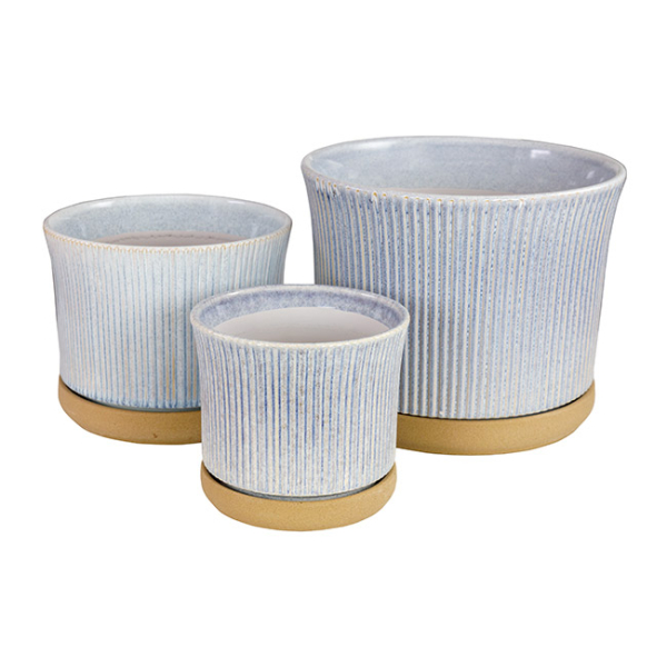Indoor Pot with Saucer Flared White
