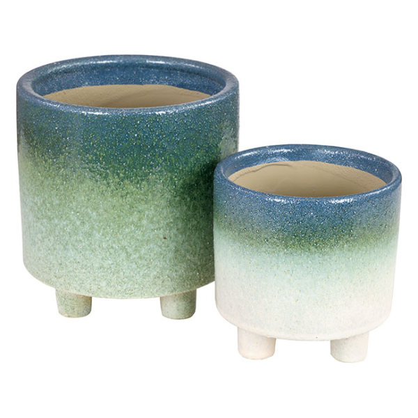 Indoor Pot Cylinder with Feet Blue