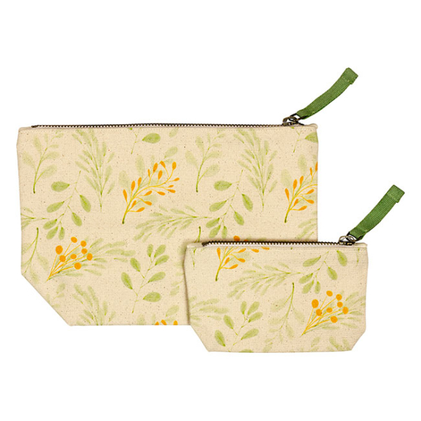 Canvas Pouches Watercolor Set of 2