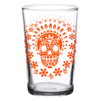 Juice Glass Vintage Orange Sugar Skull 7 oz