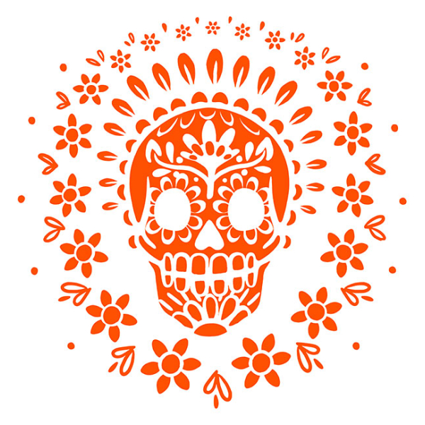 Juice Glass Vintage Orange Sugar Skull 7 oz - Image 2