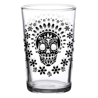 Juice Glass Vintage Black Sugar Skull 7 oz