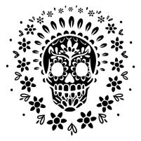 Juice Glass Vintage Black Sugar Skull 7 oz Juice Glass Vintage Black Sugar Skull 7 oz