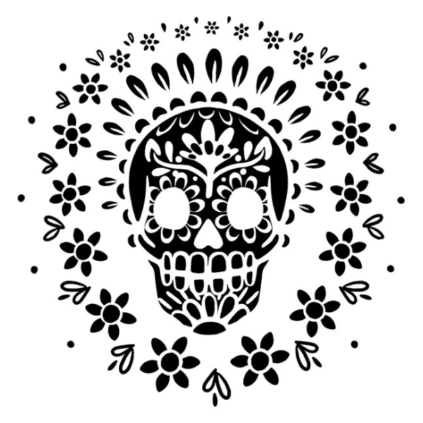 Juice Glass Vintage Black Sugar Skull 7 oz - Image 2