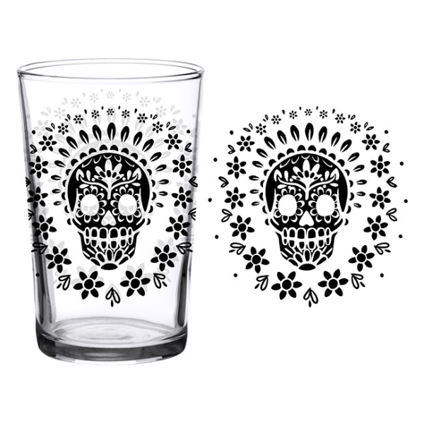 Juice Glass Vintage Black Sugar Skull 7 oz - Image 3