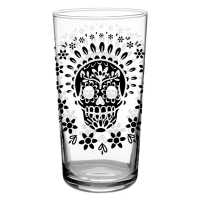 Beverage Glass Vintage Skull Black 16 oz